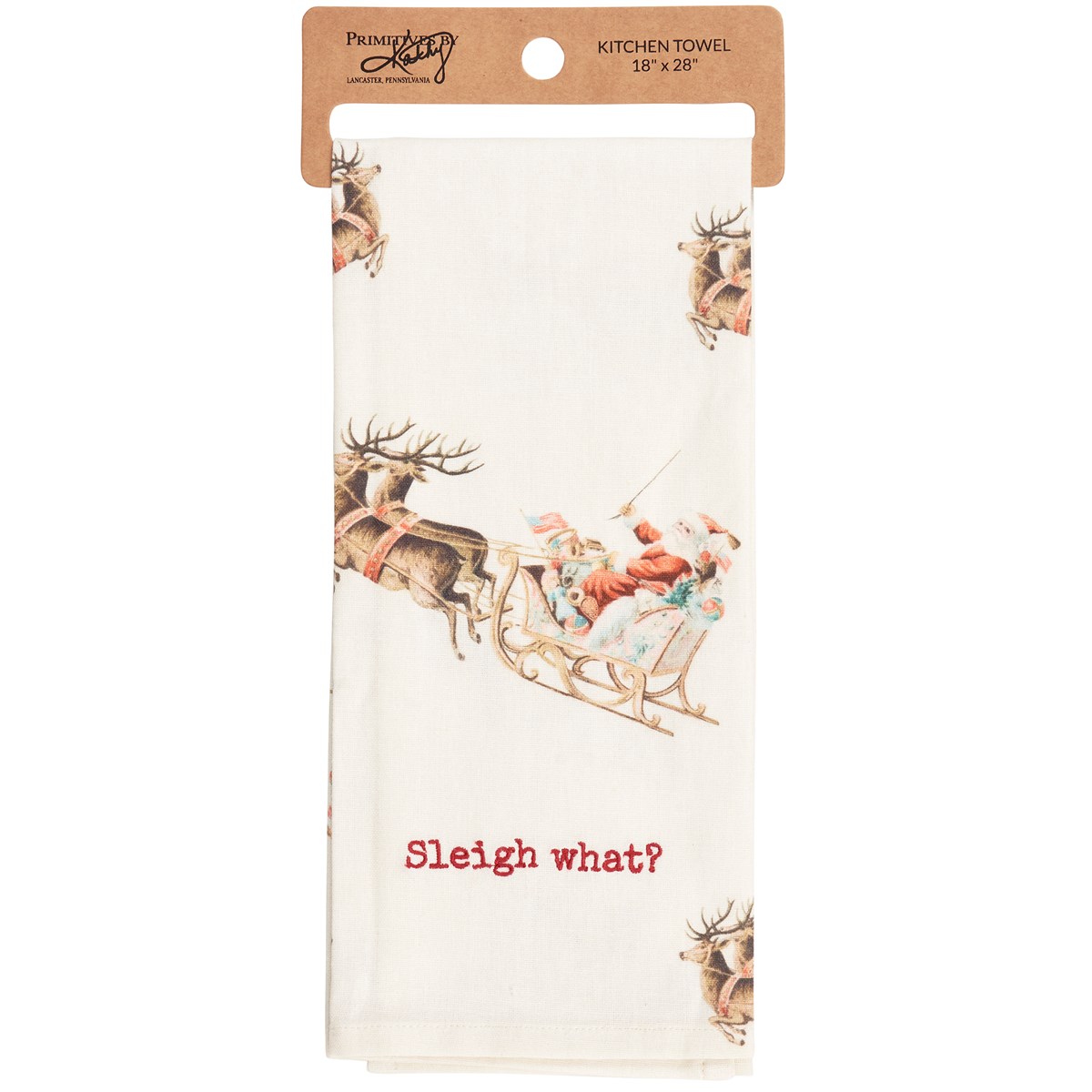Sleigh What? Kitchen Towel - Cotton, Linen