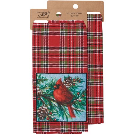 Plaid Cardinal Kitchen Towel - Cotton