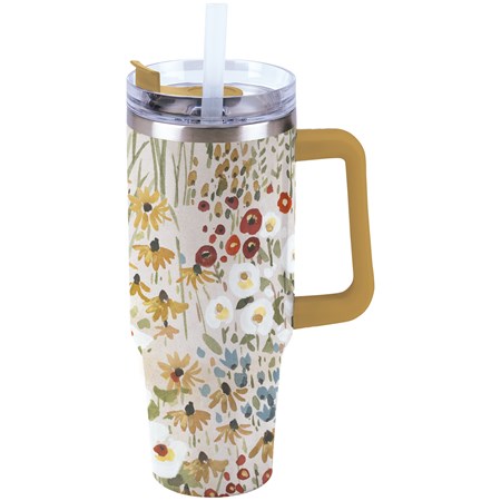 Fall Florals Travel Mug - Stainless Steel, Plastic