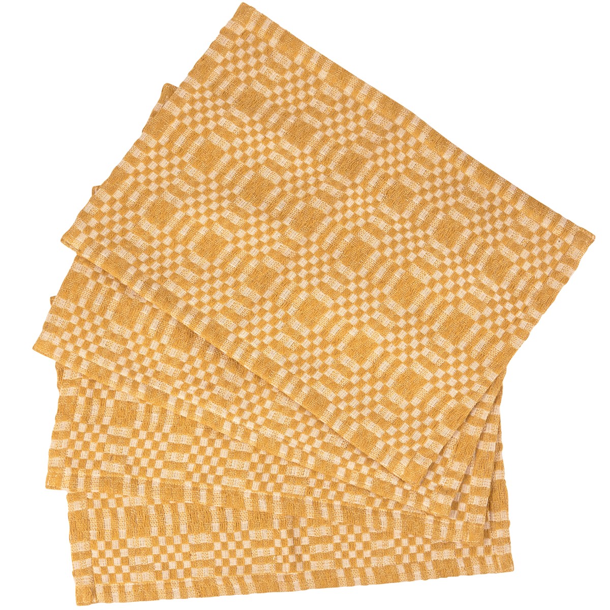 Gold Check Placemat Set - Cotton