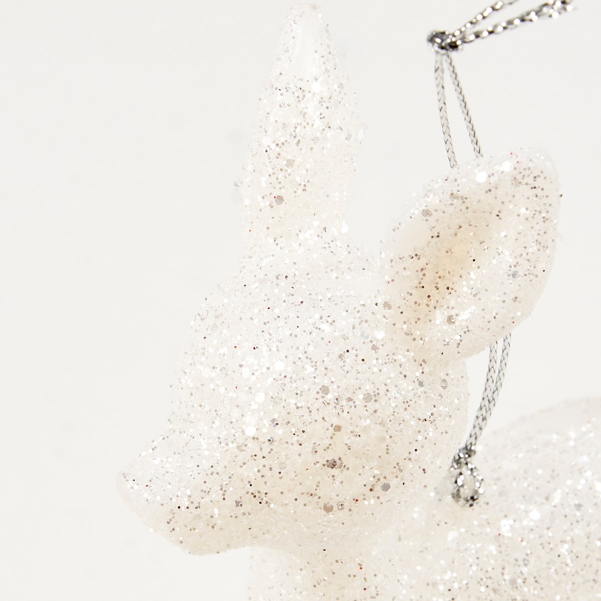 White Deer Ornament Set - Plastic, Glitter