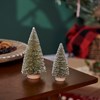 Frosted Green Bottle Brush Tree Set - Bristle, Wood, Wire, Mica