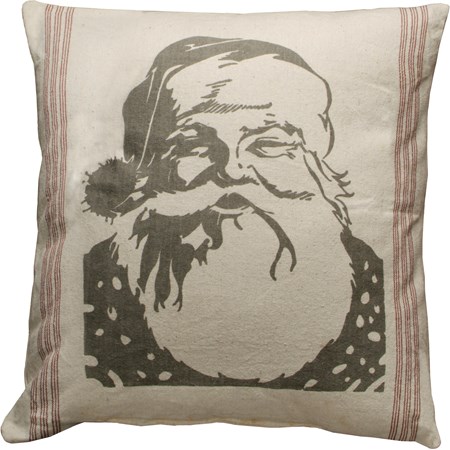 Pillow - Santa Face - 25" x 25" - Cotton, Zipper