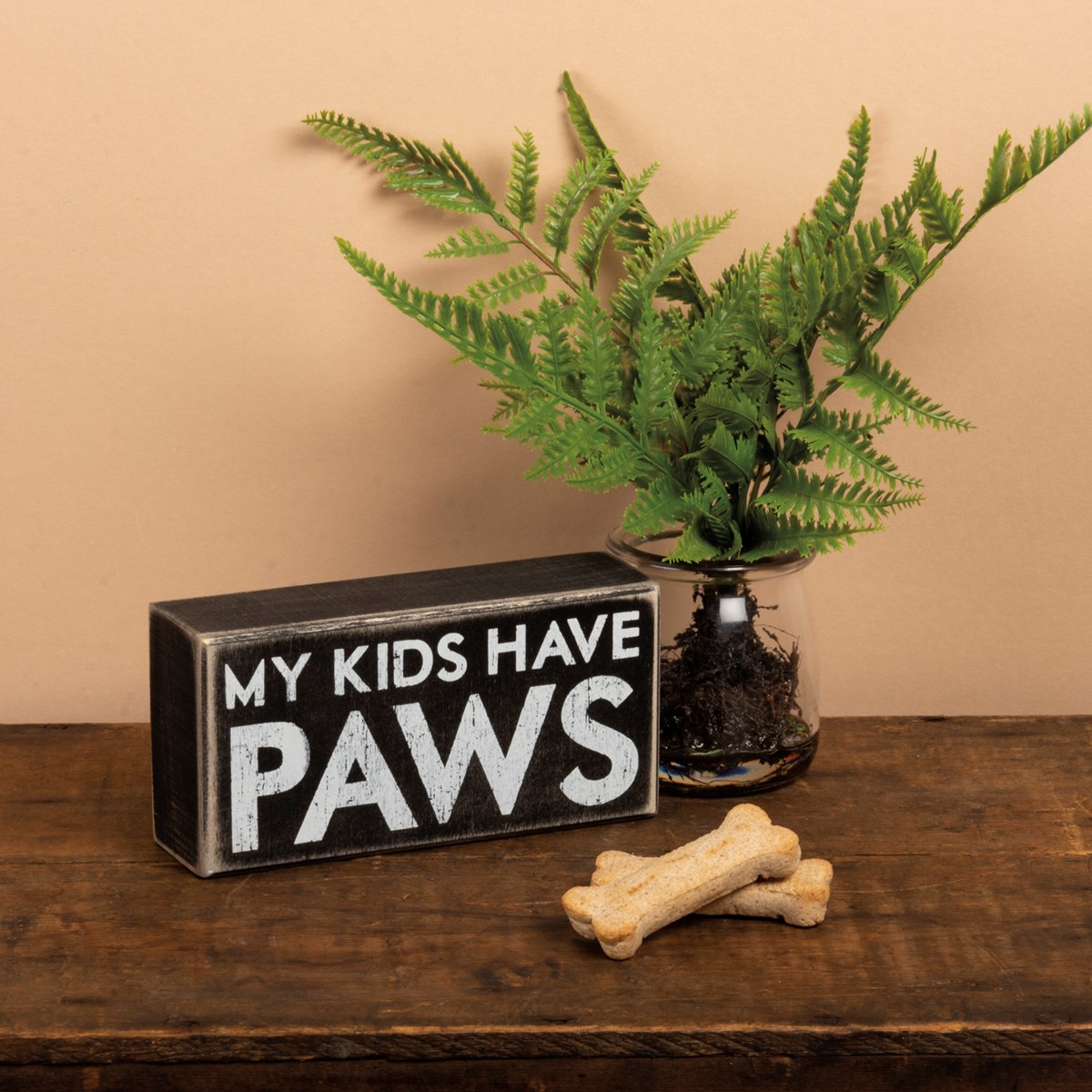 Kids Have Paws Box Sign - Wood