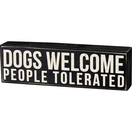 Box Sign - Dogs Welcome - 10" x 3" x 1.75" - Wood