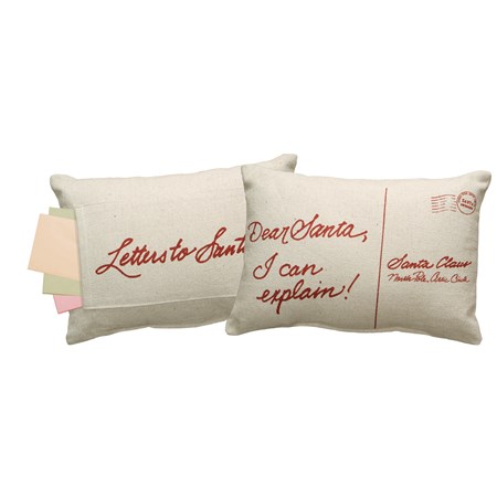 Pillow - Dear Santa Pocket - 15" x 10" - Cotton, Zipper