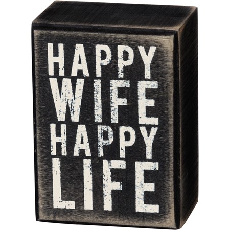 Happy Wife Box Sign - Wood