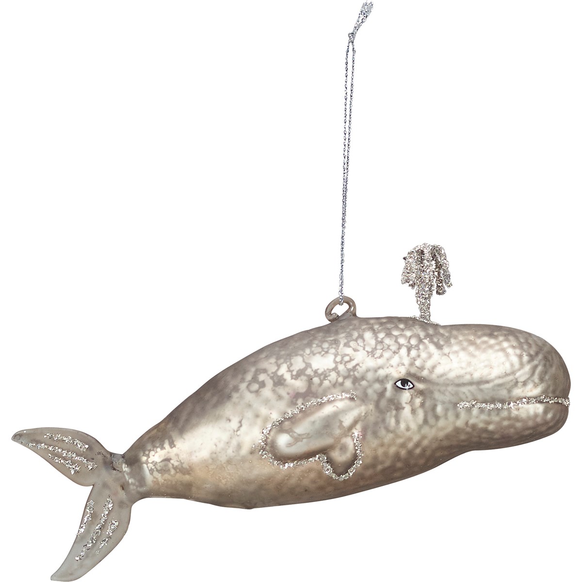 Gray Whale Glass Ornament - Glass, Tinsel