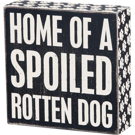 Box Sign - Rotten Dog - 6" x 6" x 1.75" - Wood, Paper