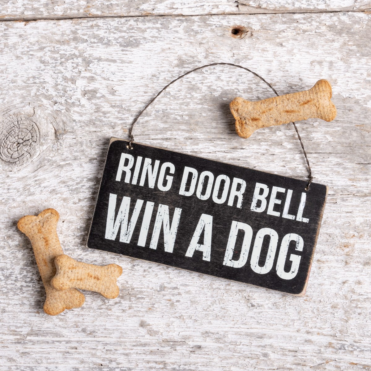 Ring Door Bell Win A Dog Ornament - Wood, Wire