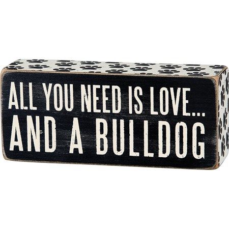 Box Sign - Bulldog - 6" x 2.50" x 1.75" - Wood, Paper