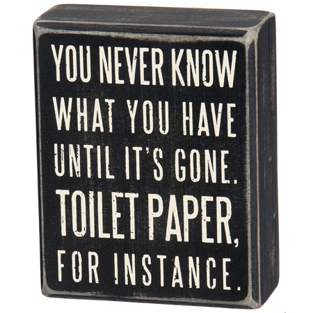 Toilet Paper Box Sign - Wood
