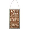 Hanging Decor - Camp Rules - 5.25" x 9.50" x 0.25" - Wood, Metal, Wire