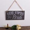 Here Comes Chalk Sign - Wood, Paper, Jute