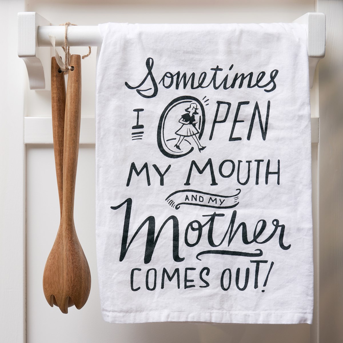 Open My Mouth My Mother Comes Out Kitchen Towel - Cotton