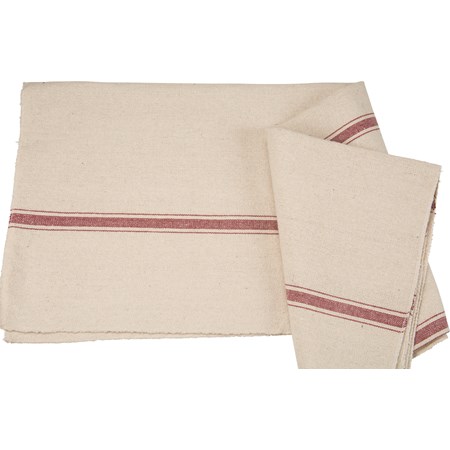 Fabric - Cream, 3 Red Stripes - 54" x 1 Yard - Cotton