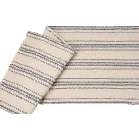 Fabric - Cream, 12 Blue Stripe - 54" x 1 Yard - Cotton