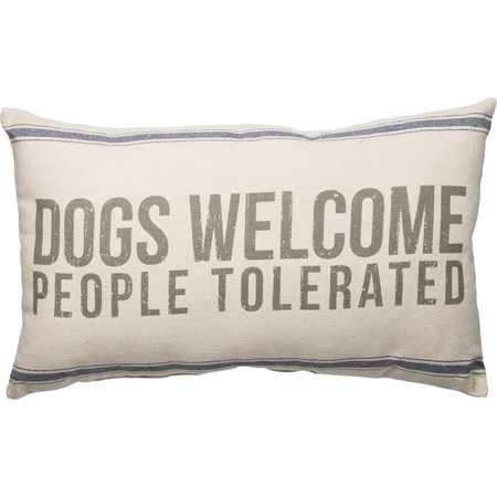 Pillow - Dogs Welcome - 25" x 15" - Cotton, Zipper
