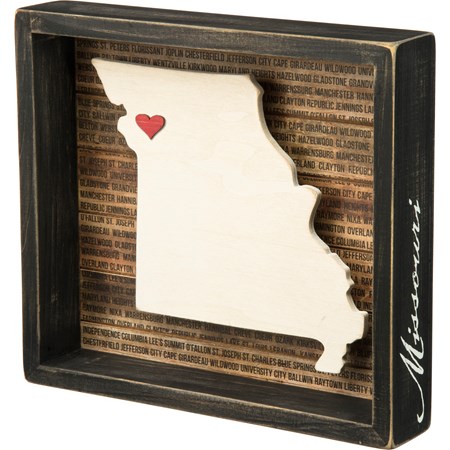 Box Sign - Missouri - 9.50" x 8.50" x 1.75" - Wood, Paper