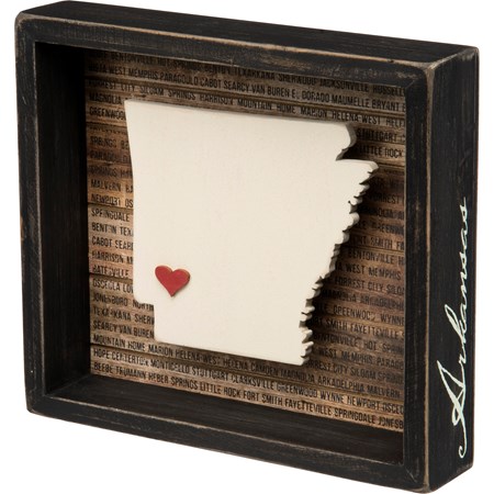 Box Sign - Arkansas - 8.50" x 7.50" x 1.75" - Wood, Paper