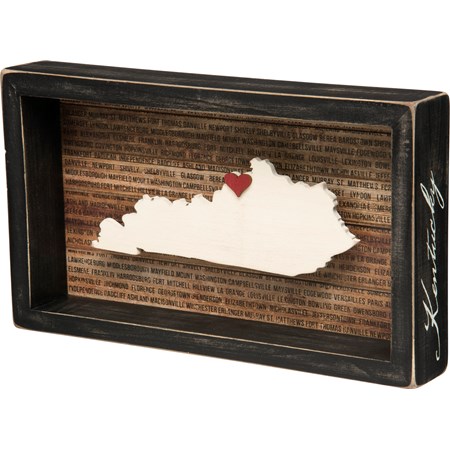 Box Sign - Kentucky - 11.25" x 6.50" x 1.75" - Wood, Paper