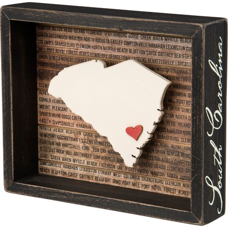 Box Sign - South Carolina - 8.50" x 7" x 1.75" - Wood, Paper