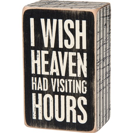 Box Sign - Visiting Hours - 2.50" x 4" x 1.75" - Wood, Paper