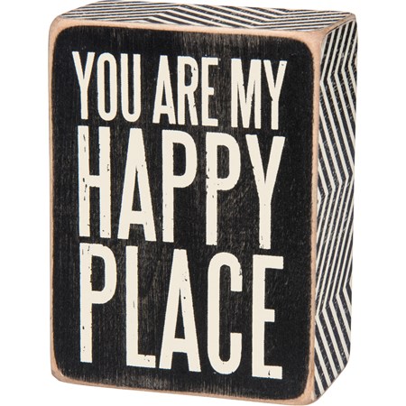 Box Sign - You Are My Happy - 3" x 4" x 1.75" - Wood, Paper