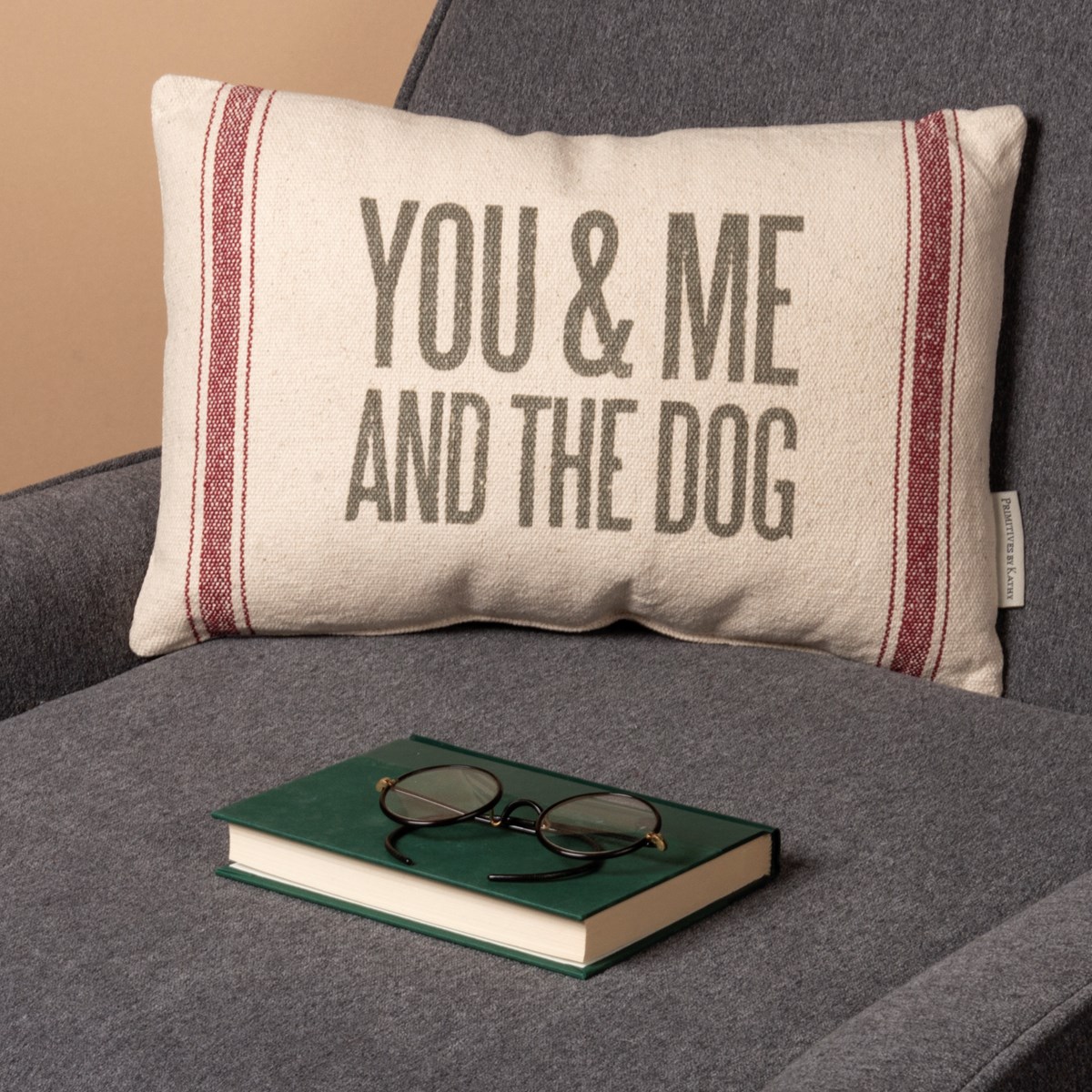 You & Me And The Dog Pillow - Cotton, Zipper