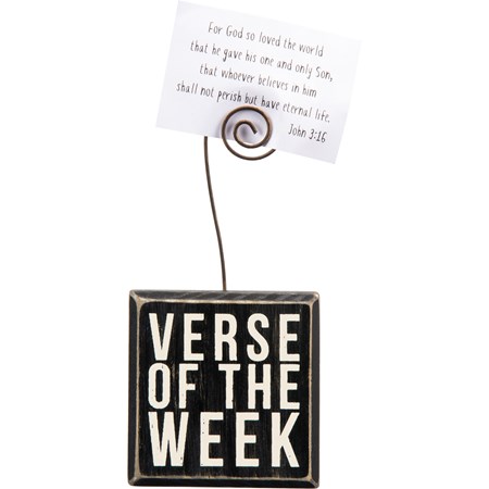 Photo Block - Verse Of The Week - 3" x 3" x 1.50", Plus Wire - Wood, Wire
