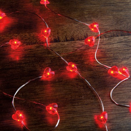 Wire Lights - Hearts - 42" Long, 20 Lights, 12" Cord - Wire, Plastic, Cord