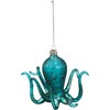 Blue Octopus Glass Ornament - Glass, Metal