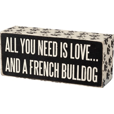Box Sign - French Bulldog - 6" x 2.50" x 1.75" - Wood, Paper