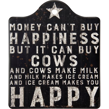 Trivet - Buy Happiness But It Can Buy Cows - 6.50" x 7.75" - Stone