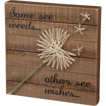 String Art - Some See Weeds… Others See Wishes... - 12" x 12" x 1.75" - Wood, Metal, String
