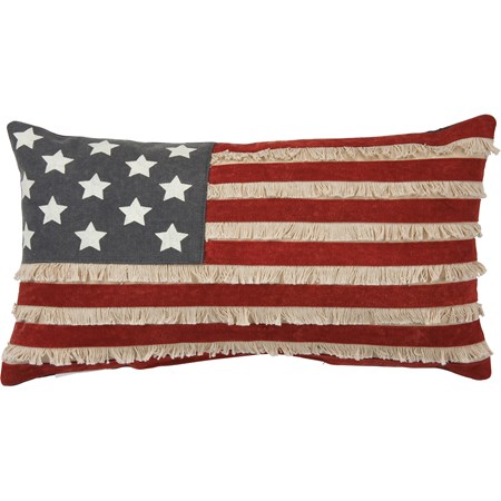 Pillow - American Flag - 19" x 10" - Canvas, Zipper