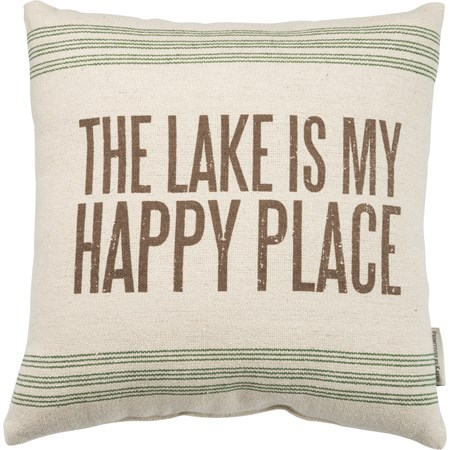 Pillow - Lake Happy Place - 15" x 15" - Cotton, Zipper
