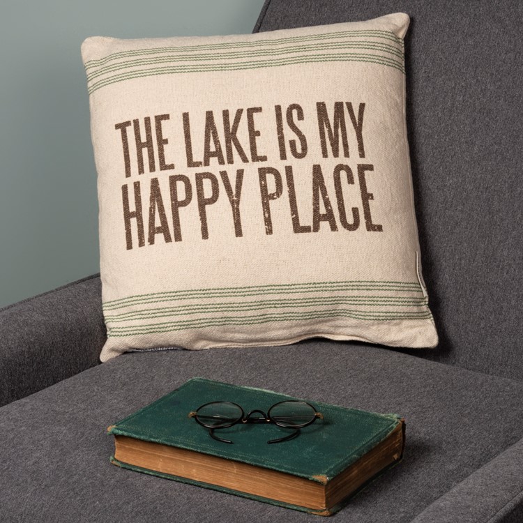 Lake Happy Place Pillow - Cotton, Zipper