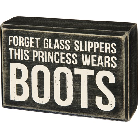 Princess Boots Box Sign - Wood
