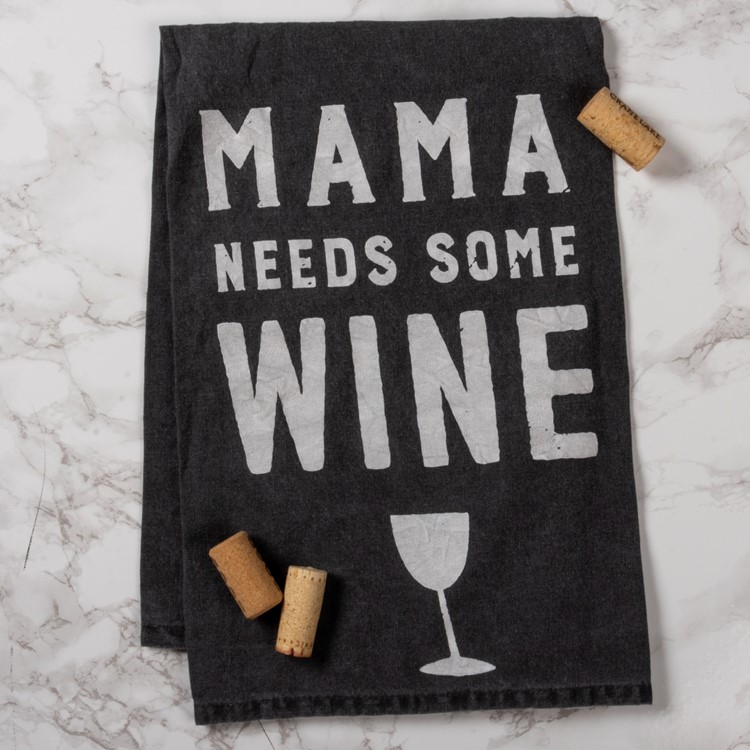 Kitchen Towel - Mama Needs Some Wine - 28" x 28" - Cotton