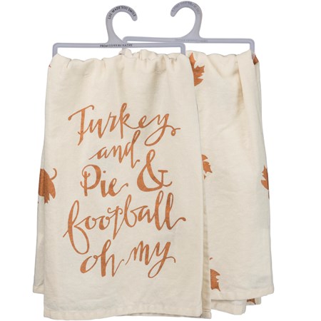 Kitchen Towel - Turkey and Pie & Football Oh My - 28" x 28" - Cotton