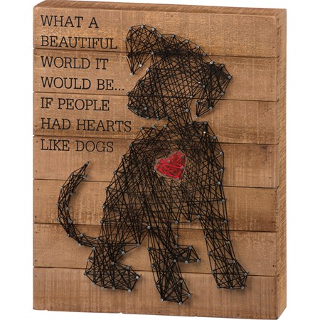 String Art - If People Had Hearts Like Dogs - 12" x 15" x 1.75" - Wood, Metal, String