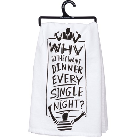 Kitchen Towel - Dinner Every Single Night - 28" x 28" - Cotton