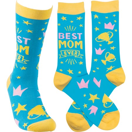 Socks - Best Mom Ever - One Size Fits Most - Cotton, Nylon, Spandex