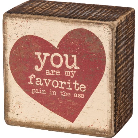 Box Sign - You Are My Favorite - 3" x 3" x 1.75" - Wood, Paper