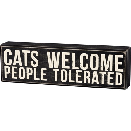 Box Sign - Cats Welcome - 10" x 3" x 1.75" - Wood