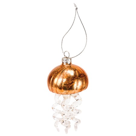 Glass Ornament - Jellyfish - 4" Tall - Glass, Metal