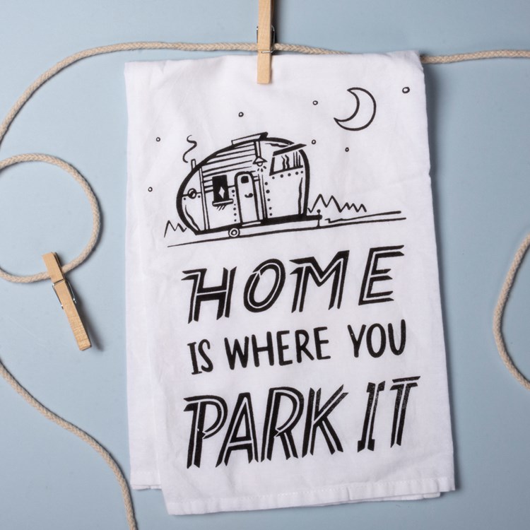Kitchen Towel - Home Is Where You Park It - 28" x 28" - Cotton