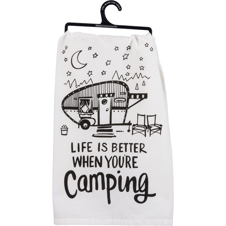 Kitchen Towel - Life Better When You're  Camping - 28" x 28" - Cotton