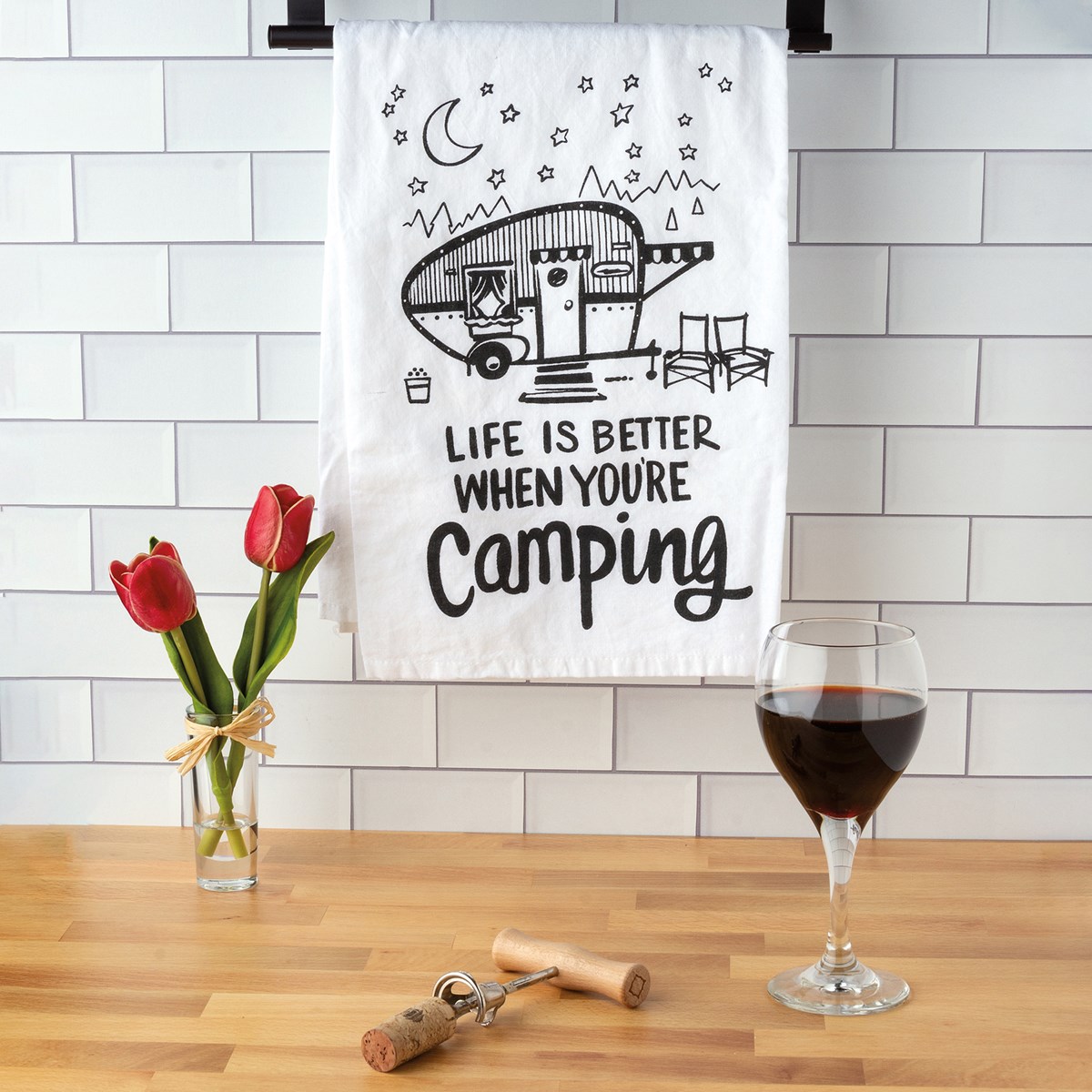 Kitchen Towel - Life Better When You're  Camping - 28" x 28" - Cotton